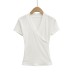 Slim Fit V-Neck Cross-Waist Short Sleeve Top