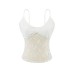 Slim Fit U-Neck Solid Lace Hollow Out Crop Tank Top