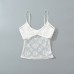 Slim Fit U-Neck Solid Lace Hollow Out Crop Tank Top