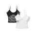 Slim Fit U-Neck Solid Lace Hollow Out Crop Tank Top