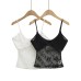Slim Fit U-Neck Solid Lace Hollow Out Crop Tank Top