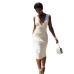 V-neck Lace Trim Sexy Fitted Camisole Dress Backless Long Dress