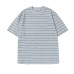 Round neck striped short sleeved cotton loose casual breathable top