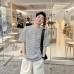 Round neck striped short sleeved cotton loose casual breathable top
