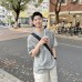 Round neck striped short sleeved cotton loose casual breathable top