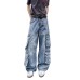 Design sense straight tube loose fitting slimming wide leg pants