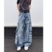 Design sense straight tube loose fitting slimming wide leg pants
