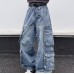 Design sense straight tube loose fitting slimming wide leg pants