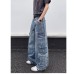Design sense straight tube loose fitting slimming wide leg pants