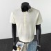 Metal nail buckle ice silk knitted short sleeved men