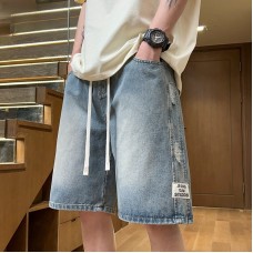 Cowboy Men's Summer Thin Side Scratched Design Middle Pants