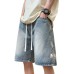 Cowboy Men's Summer Thin Side Scratched Design Middle Pants