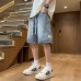 Cowboy Men's Summer Thin Side Scratched Design Middle Pants