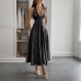 Elegant Evening Dress with Hanging Neck and Waistband Long Skirt Women's Dress