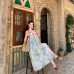 Beach Vacation Oil Painting Loose Dress French Style Unique Strapless Forest Series Women's Dress
