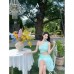 Design Sense Off-the-Shoulder Pure Desire Waist-Cinching Halter Dress Women's Beach Vacation Waist-Baring Short Dress
