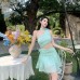 Design Sense Off-the-Shoulder Pure Desire Waist-Cinching Halter Dress Women's Beach Vacation Waist-Baring Short Dress