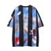 Retro Fun Printed Striped Floral Short Sleeve T-Shirt Men's Summer Sports Style Loose Casual Versatile Couple Top