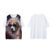 Retro Dog Letter Print Round Neck Short Sleeve T-Shirt Men's Loose Casual Versatile Couple Top