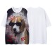 Retro Dog Letter Print Round Neck Short Sleeve T-Shirt Men's Loose Casual Versatile Couple Top