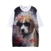 Retro Dog Letter Print Round Neck Short Sleeve T-Shirt Men's Loose Casual Versatile Couple Top
