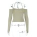 One-Shoulder Basic American Long Sleeve Crop Top One-Shoulder Basic American Long Sleeve Crop Top