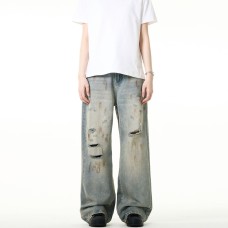 Vintage ripped jeans for men in summer