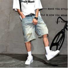 Loose straight leg fringed five point casual pants