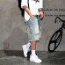 Loose straight leg fringed five point casual pants