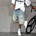 Loose straight leg fringed five point casual pants