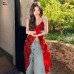 Summer Love Poem French Vacation Style V-Neck Red Three-Dimensional Rose Print Strapless Top