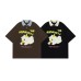 Dog Print Notch Collar Design Short Sleeve T-Shirt Men's Oversize Casual Versatile Top