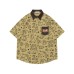 Color Block Cute Dog Full Print Short Sleeve Shirt Unisex Loose Casual Versatile Couple Shirt Jacket