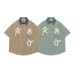 Color Block Fun Embroidery Stripe Short Sleeve Shirt Unisex Summer Loose Couple Casual Versatile Blouse