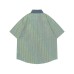 Color Block Fun Embroidery Stripe Short Sleeve Shirt Unisex Summer Loose Couple Casual Versatile Blouse