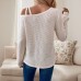 Hollow Knit Patchwork Short-Sleeved Off-Shoulder Casual Top for Women