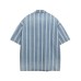 Retro Washed Letter Embroidered Striped Denim Short Sleeve Shirt Unisex Loose Couple Casual Shirt