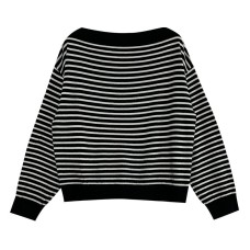 Striped One-Shoulder Wool Knit Top for Women Korean Minimalist Unique Design