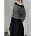 Striped One-Shoulder Wool Knit Top for Women Korean Minimalist Unique Design