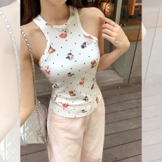 Print Halter Strapless Crop Top Women's Slimming Fitted Small Top Print Halter Strapless Crop Top Women's Slimming Fitted Small Top