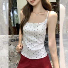 Women's Summer New Arrival High-Grade Sweet and Spicy Red Polka Dot Top