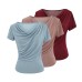 Irregular pleated collar short sleeved top