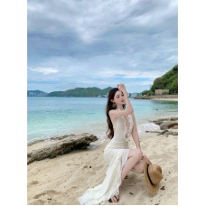 Velvet Sexy Backless Evening Dress Irregular Long Skirt
