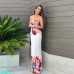 Strapless Printed Dress Women Summer Slim Fit Bodycon Dress