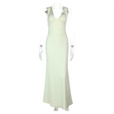 Strapless Dress Bodycon Waist-Cinching Long Dress Elegant Party V-Neck Formal Dress