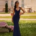 Strapless Dress Bodycon Waist-Cinching Long Dress Elegant Party V-Neck Formal Dress