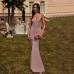 Strapless Dress Bodycon Waist-Cinching Long Dress Elegant Party V-Neck Formal Dress