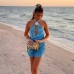 Floral Off-the-Shoulder Printed Dress Women's Cross-Border Holiday Style Spicy Short Dress