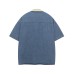 Retro Fun Cartoon Embroidery Splicing Short Sleeve Denim Shirt Men's Loose Casual Couple Shirt