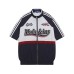 Retro Embroidered Racing Short Sleeve Shirt Men's Summer Loose Stand Collar Zipper Shirt